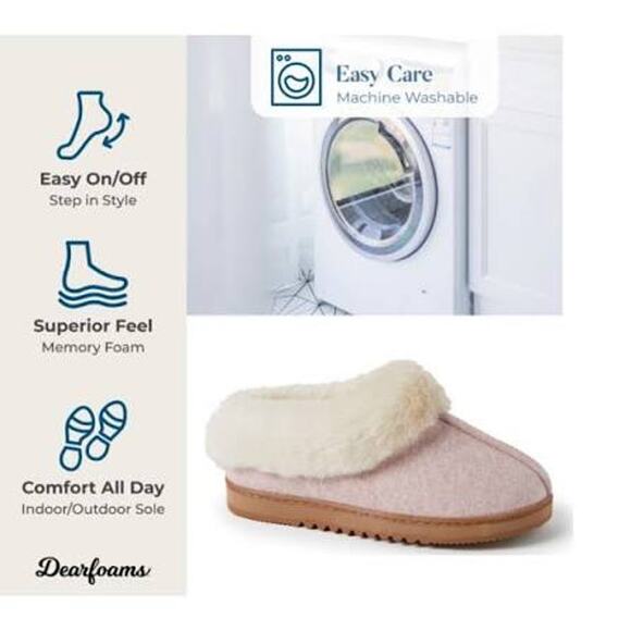 Dearfoam Women's Chloe Soft Knit Clog Slipper Pink Size 7-8 Medium - Picture 3 of 4